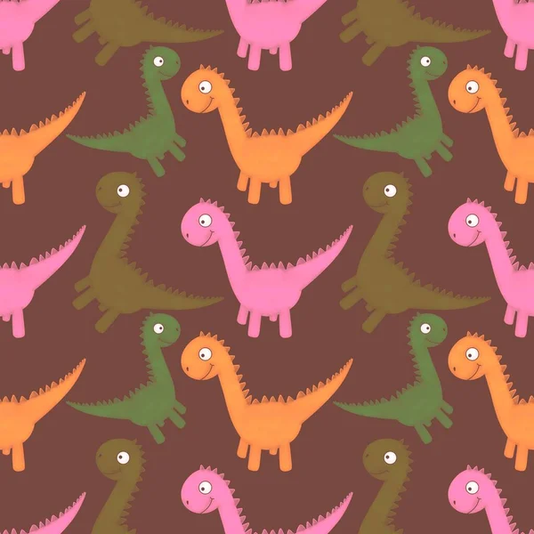 Kumaşlar, ambalajlar, çarşaflar, ambalajlar, ambalaj kağıtları ve yaz baskıları için kusursuz dinozor deseni.