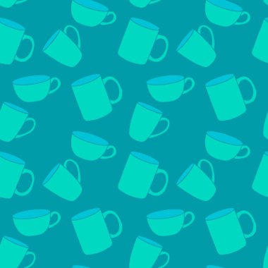 Kumaşlar, tekstil, ambalaj, hediyeler, mutfak ve çocuklar için kusursuz bardak desenli kahvaltı.