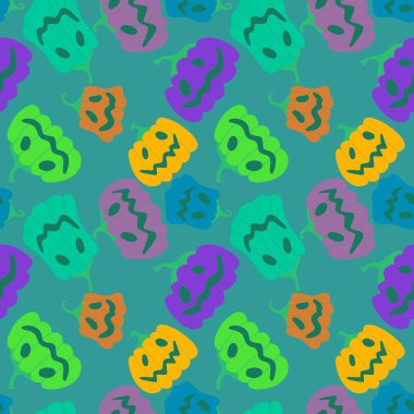 Cadılar Bayramı kumaşlar, tekstil ve ambalajlar, hediyeler, kartlar, çarşaflar ve çocuklar için kusursuz balkabağı deseni.