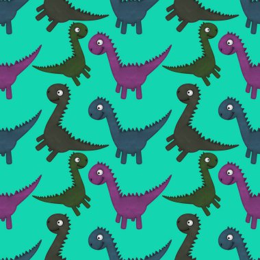 Kumaşlar, ambalajlar, çarşaflar, ambalajlar, ambalaj kağıtları ve yaz baskıları için kusursuz dinozor deseni.
