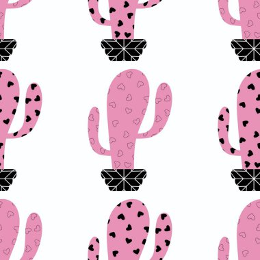 Kumaşlar, tekstil, ambalaj, hediyeler, kartlar, çarşaflar ve çocuklar için çiçeksiz kaktüs deseni.