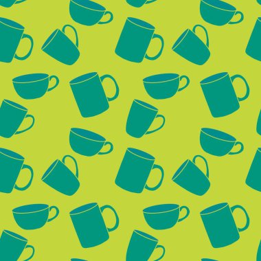 Kumaşlar, tekstil, ambalaj, hediyeler, mutfak ve çocuklar için kusursuz bardak desenli kahvaltı.