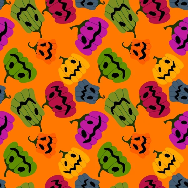 Cadılar Bayramı kumaşlar, tekstil ve ambalajlar, hediyeler, kartlar, çarşaflar ve çocuklar için kusursuz balkabağı deseni.