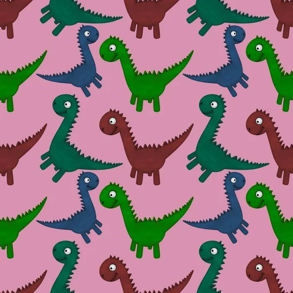 Kumaşlar, ambalajlar, çarşaflar, ambalajlar, ambalaj kağıtları ve yaz baskıları için kusursuz dinozor deseni.