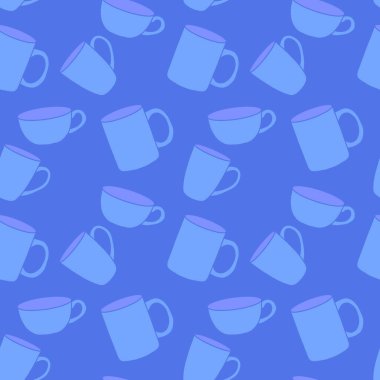 Kumaşlar, tekstil, ambalaj, hediyeler, mutfak ve çocuklar için kusursuz bardak desenli kahvaltı.