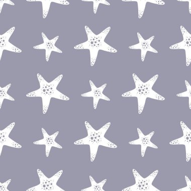 Kumaşlar, tekstil, ambalajlar, çarşaflar, çocuklar ve ambalaj kağıtları için kusursuz deniz yıldızı deseni.