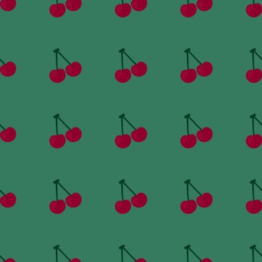 Kumaşlar, ambalajlar, çarşaflar, çocuklar ve ambalaj kağıtları ve hobiler için yaz meyvesiz kiraz deseni