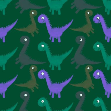 Kumaşlar, ambalajlar, çarşaflar, ambalajlar, ambalaj kağıtları ve yaz baskıları için kusursuz dinozor deseni.