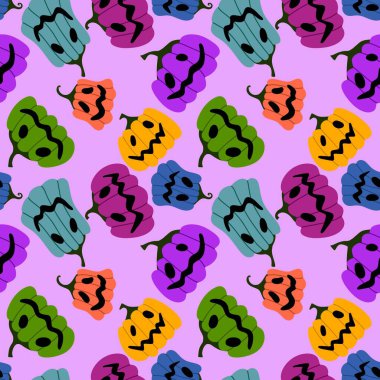 Cadılar Bayramı kumaşlar, tekstil ve ambalajlar, hediyeler, kartlar, çarşaflar ve çocuklar için kusursuz balkabağı deseni.