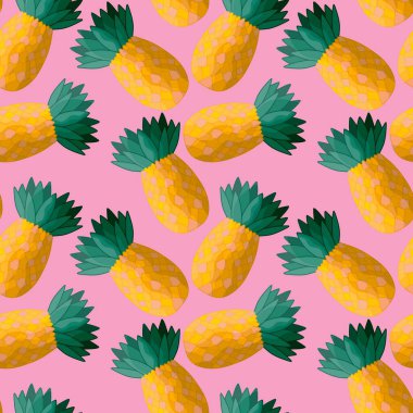 Kumaşlar, tekstil ve ambalajlar, hediyeler, kartlar, çarşaflar ve çocuklar için kusursuz ananas deseni.