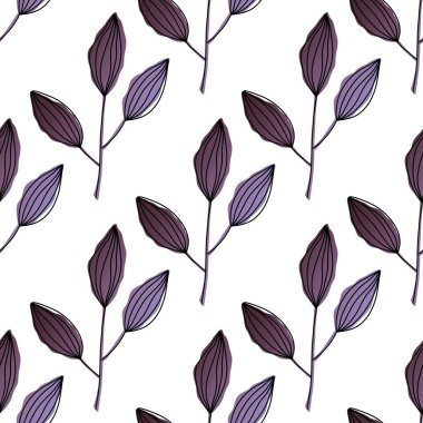 Kumaş ve tekstil yaprakları olan kusursuz çiçek desenleri.