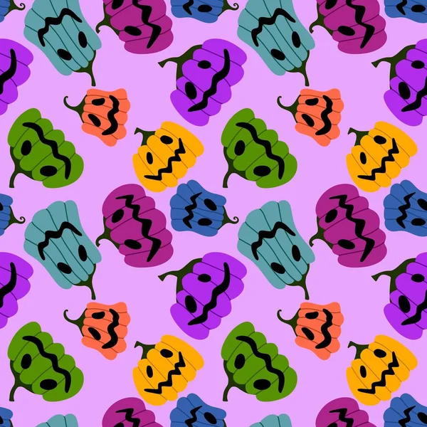 Cadılar Bayramı kumaşlar, tekstil ve ambalajlar, hediyeler, kartlar, çarşaflar ve çocuklar için kusursuz balkabağı deseni.