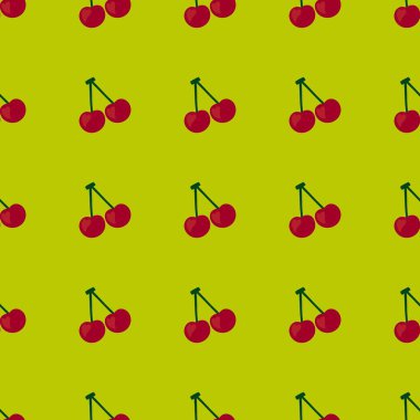 Kumaşlar, ambalajlar, çarşaflar, çocuklar ve ambalaj kağıtları ve hobiler için yaz meyvesiz kiraz deseni