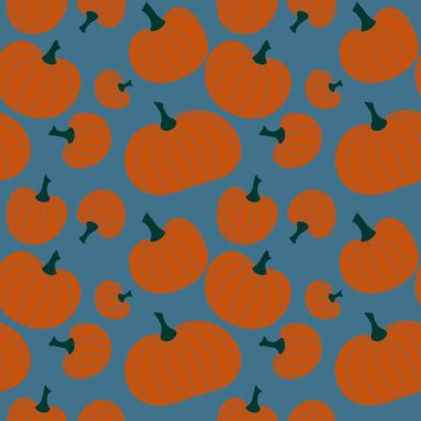 Cadılar Bayramı kumaşlar, tekstil ve ambalajlar, hediyeler, kartlar, çarşaflar ve çocuklar için kusursuz balkabağı deseni.