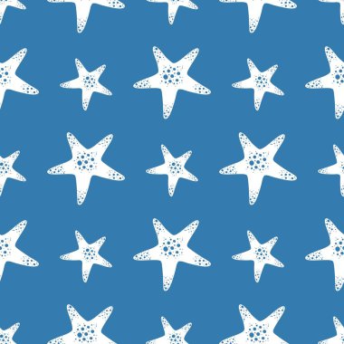 Kumaşlar, tekstil, ambalajlar, çarşaflar, çocuklar ve ambalaj kağıtları için kusursuz deniz yıldızı deseni.