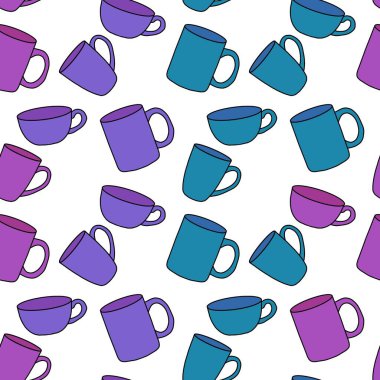 Kumaşlar, tekstil, ambalaj, hediyeler, mutfak ve çocuklar için kusursuz bardak desenli kahvaltı.