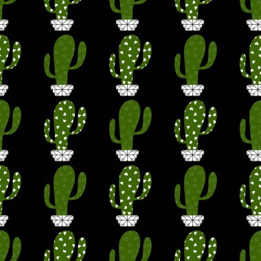 Kumaşlar, tekstil, ambalaj, hediyeler, kartlar, çarşaflar ve çocuklar için çiçeksiz kaktüs deseni.