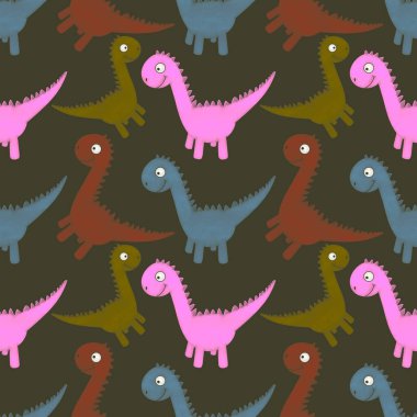 Kumaşlar, ambalajlar, çarşaflar, ambalajlar, ambalaj kağıtları ve yaz baskıları için kusursuz dinozor deseni.