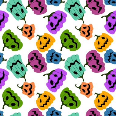 Cadılar Bayramı kumaşlar, tekstil ve ambalajlar, hediyeler, kartlar, çarşaflar ve çocuklar için kusursuz balkabağı deseni.