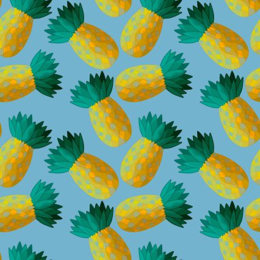 Kumaşlar, tekstil ve ambalajlar, hediyeler, kartlar, çarşaflar ve çocuklar için kusursuz ananas deseni.