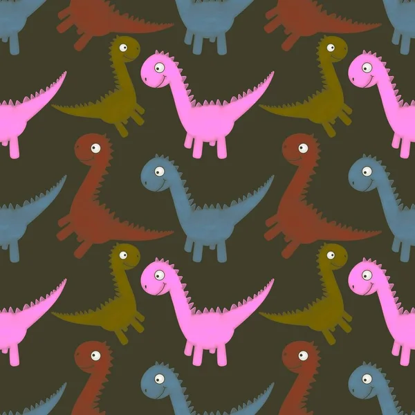 Kumaşlar, ambalajlar, çarşaflar, ambalajlar, ambalaj kağıtları ve yaz baskıları için kusursuz dinozor deseni.