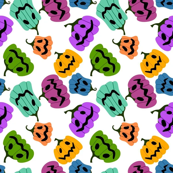 Cadılar Bayramı kumaşlar, tekstil ve ambalajlar, hediyeler, kartlar, çarşaflar ve çocuklar için kusursuz balkabağı deseni.