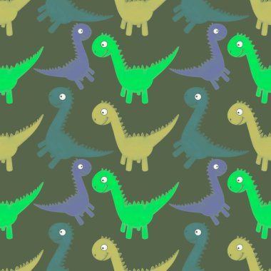 Kumaşlar, ambalajlar, çarşaflar, ambalajlar, ambalaj kağıtları ve yaz baskıları için kusursuz dinozor deseni.