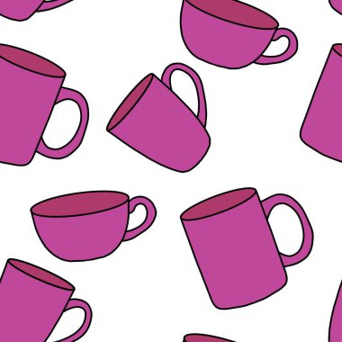 Kumaşlar, tekstil, ambalaj, hediyeler, mutfak ve çocuklar için kusursuz bardak desenli kahvaltı.