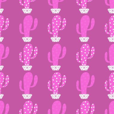 Kumaşlar, tekstil, ambalaj, hediyeler, kartlar, çarşaflar ve çocuklar için çiçeksiz kaktüs deseni.