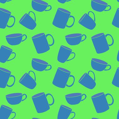 Kumaşlar, tekstil, ambalaj, hediyeler, mutfak ve çocuklar için kusursuz bardak desenli kahvaltı.