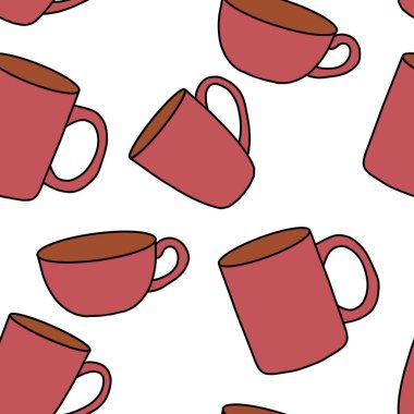 Kumaşlar, tekstil, ambalaj, hediyeler, mutfak ve çocuklar için kusursuz bardak desenli kahvaltı.