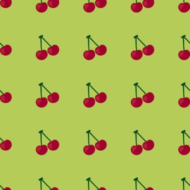 Kumaşlar, ambalajlar, çarşaflar, çocuklar ve ambalaj kağıtları ve hobiler için yaz meyvesiz kiraz deseni