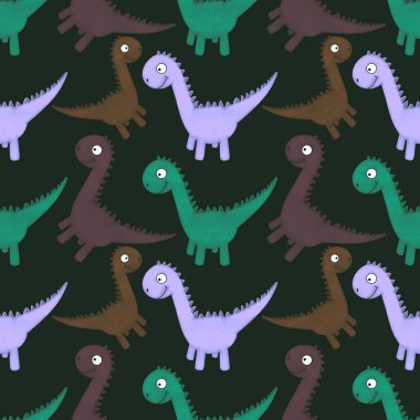 Kumaşlar, ambalajlar, çarşaflar, ambalajlar, ambalaj kağıtları ve yaz baskıları için kusursuz dinozor deseni.