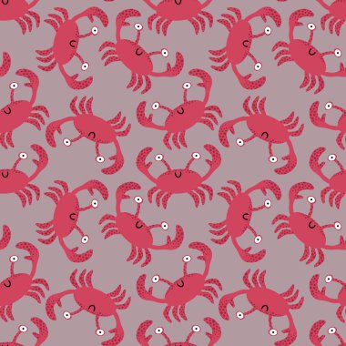 Yaz mevsiminde kumaşlar, tekstil ve ambalajlar, hediyeler, kartlar ve çarşaflar için dikişsiz yengeç deseni 