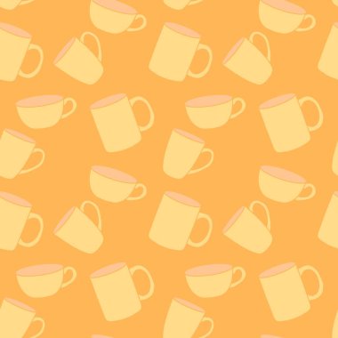 Kumaşlar, tekstil, ambalaj, hediyeler, mutfak ve çocuklar için kusursuz bardak desenli kahvaltı.