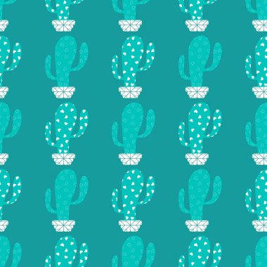 Kumaşlar, tekstil, ambalaj, hediyeler, kartlar, çarşaflar ve çocuklar için çiçeksiz kaktüs deseni.