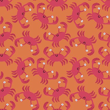 Yaz mevsiminde kumaşlar, tekstil ve ambalajlar, hediyeler, kartlar ve çarşaflar için dikişsiz yengeç deseni 