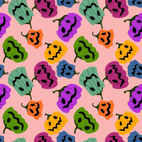 Cadılar Bayramı kumaşlar, tekstil ve ambalajlar, hediyeler, kartlar, çarşaflar ve çocuklar için kusursuz balkabağı deseni.