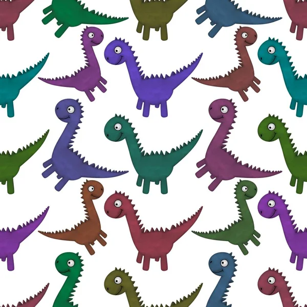 Kinderen naadloze cartoon dinosaurus patroon voor stoffen en verpakkingen en linnengoed en inpakpapier en zomer print — Stockfoto