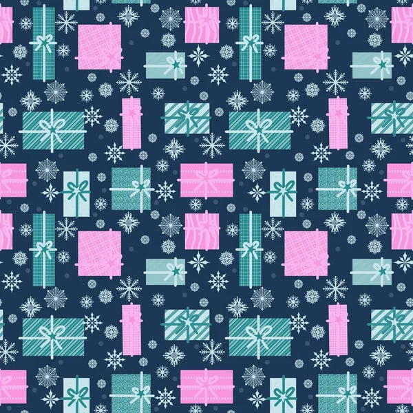 New year seamless Christmas trees and gifts pattern for fabrics and textiles and packaging and kids and wrapping paper — Stock Photo, Image