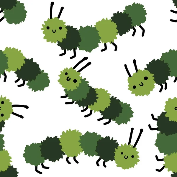 Kids seamless cartoon caterpillar pattern for fabrics and textiles and packaging and gifts and hobbies — ストック写真