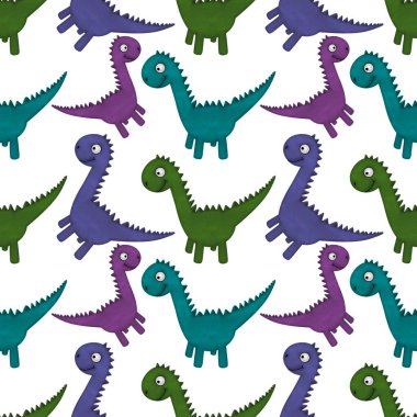 Kumaşlar, ambalajlar, çarşaflar, ambalajlar, ambalaj kağıtları ve yaz baskıları için kusursuz dinozor deseni.