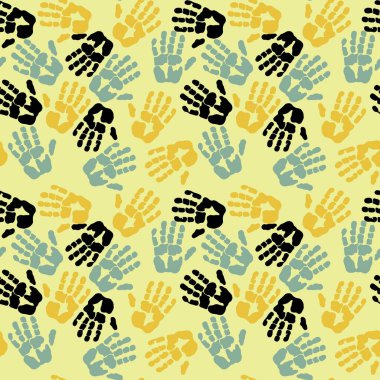 Çocuklar kumaşlar, ambalajlar, hediyeler, kartlar, çarşaflar ve ambalaj kağıtları için kusursuz el izi kalıpları.