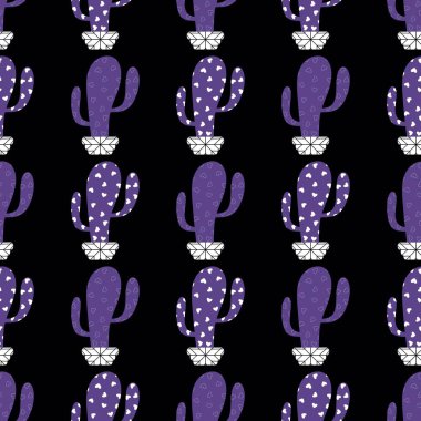 Kumaşlar, tekstil, ambalaj, hediyeler, kartlar, çarşaflar ve çocuklar için çiçeksiz kaktüs deseni.