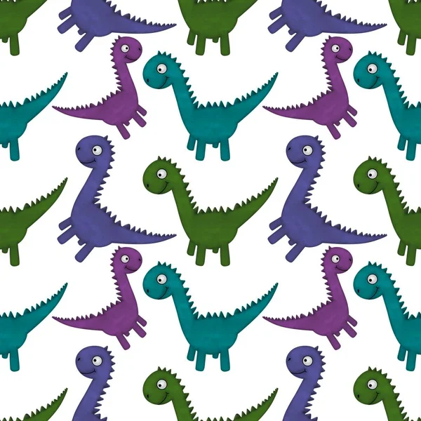 Kids seamless cartoon dinosaur pattern for fabrics and packaging and linens and wrapping paper and summer print