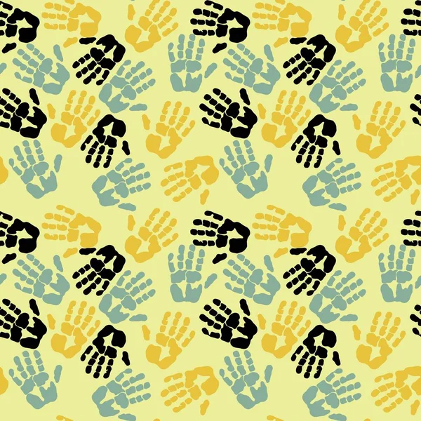 Kids seamless hands print pattern for fabrics and packaging and gifts and cards and linens and wrapping paper —  Fotos de Stock