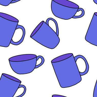 Kumaşlar, tekstil, ambalaj, hediyeler, mutfak ve çocuklar için kusursuz bardak desenli kahvaltı.