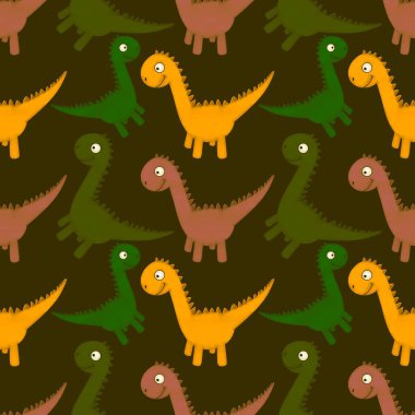 Kumaşlar, ambalajlar, çarşaflar, ambalajlar, ambalaj kağıtları ve yaz baskıları için kusursuz dinozor deseni.