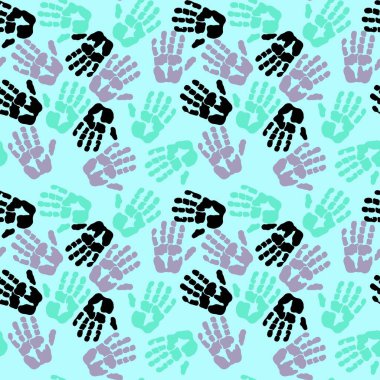 Çocuklar kumaşlar, ambalajlar, hediyeler, kartlar, çarşaflar ve ambalaj kağıtları için kusursuz el izi kalıpları.