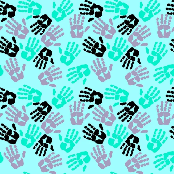 Kids seamless hands print pattern for fabrics and packaging and gifts and cards and linens and wrapping paper — Photo